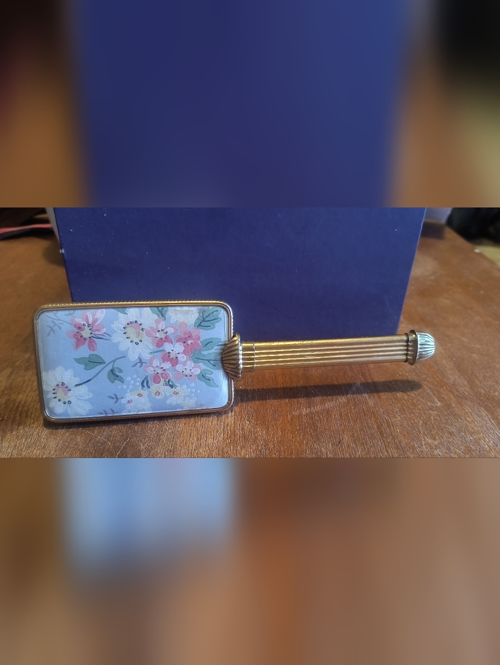 Vtg 1950s Hollywood Regency Gold Vanity Hair Brush Floral Brocade MidCent Decor